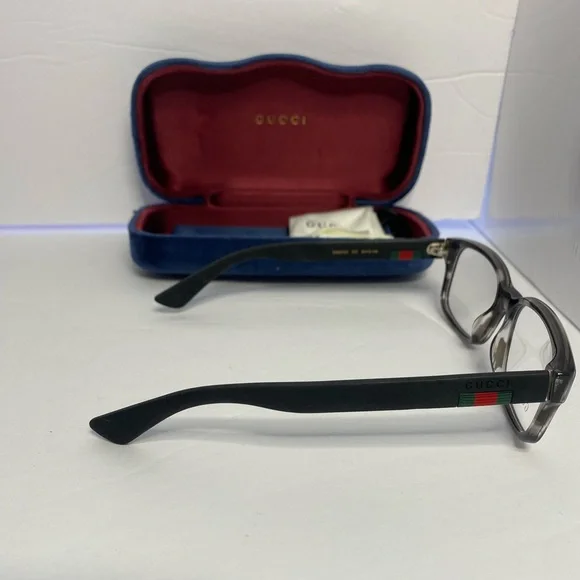 New-GUCCI EYEGLASSES FRAMES GG0012O 003 54-18-145 GREY / BLACK MADE IN ITALY